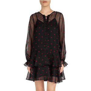 The Kooples Black Sheer Hearts Dress - Small